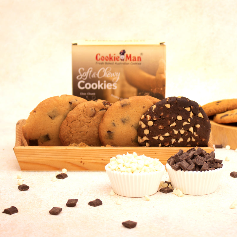 Soft & Chewy Chocolate Cookies - Choc Chunk & Double Choc Chip - Pack of 4
