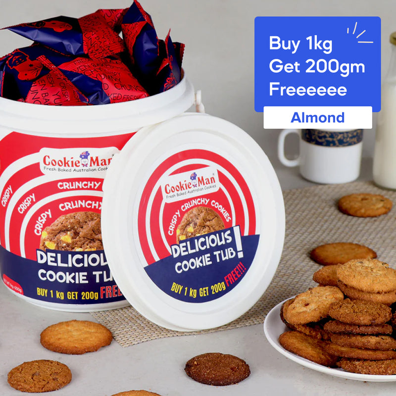 Buy 1kg Get 200g Free - Almond Cookies Tub