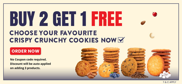 Buy 2 Get 1 crispy crunchy cookies