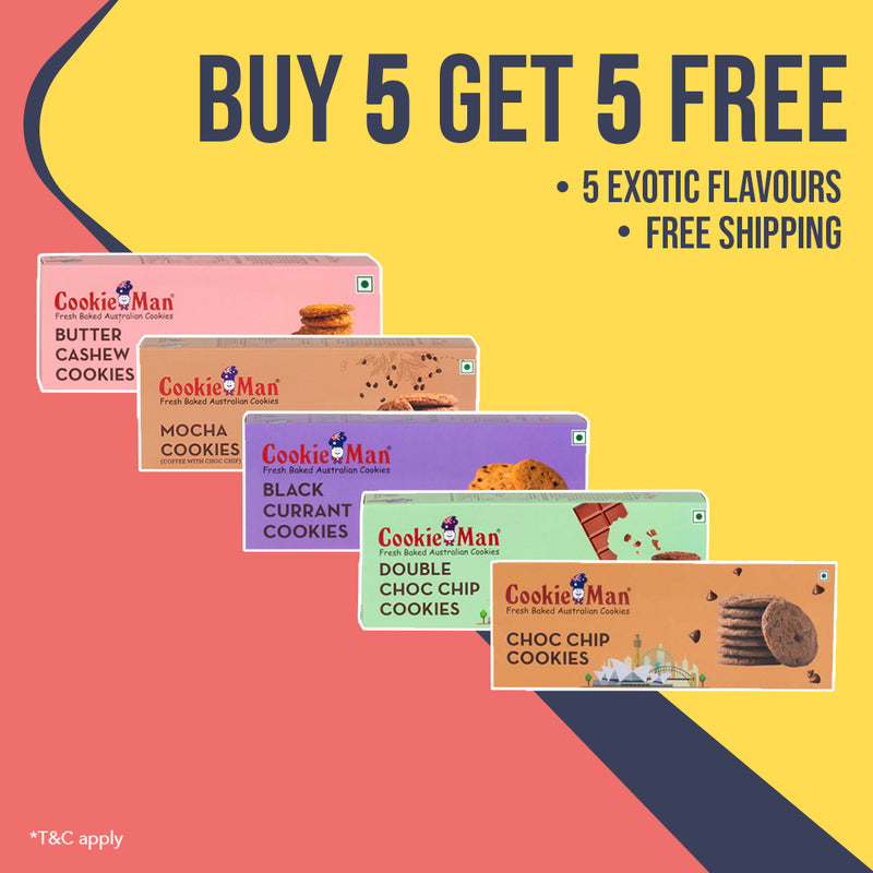 Buy 5 Get 5 FREE - CookieMan 150g Cookie Packs