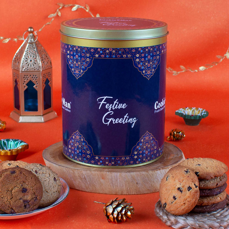 CookieMan Festive Greetings Diwali Cookies Gift Tin - 600g