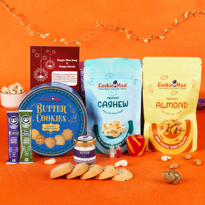 CookieMan Bhai Dooj Premium Blue Gift Set Hamper for Brother