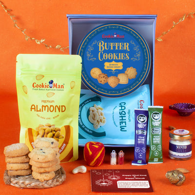 CookieMan Bhai Dooj Premium Blue Gift Set Hamper for Brother