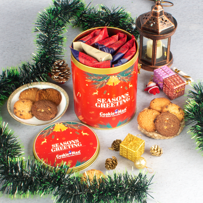 Christmas Assorted Cookies Red Gift Tin - 600g