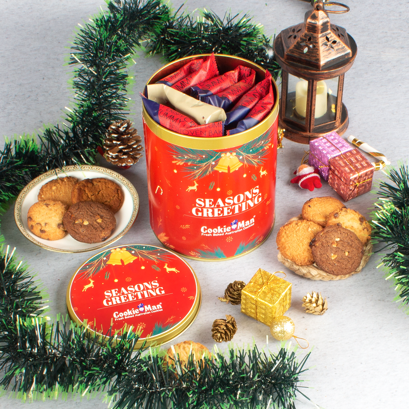 Christmas Assorted Cookies Red Gift Tin - 600g