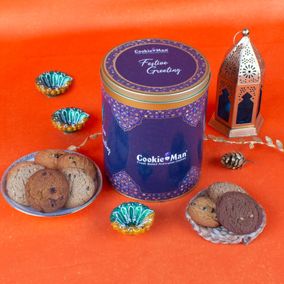 CookieMan Festive Greetings Diwali Cookies Gift Tin - 600g