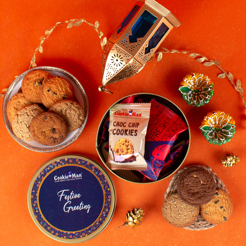 CookieMan Festive Greetings Diwali Cookies Gift Tin - 600g