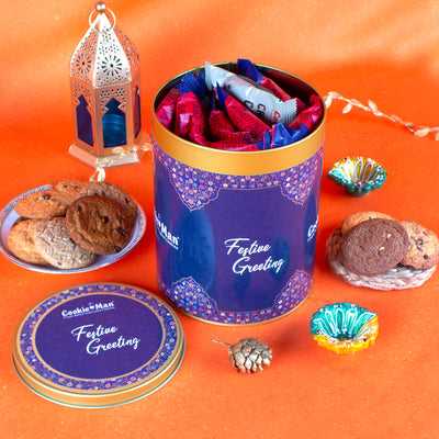 CookieMan Festive Greetings Diwali Cookies Gift Tin - 600g