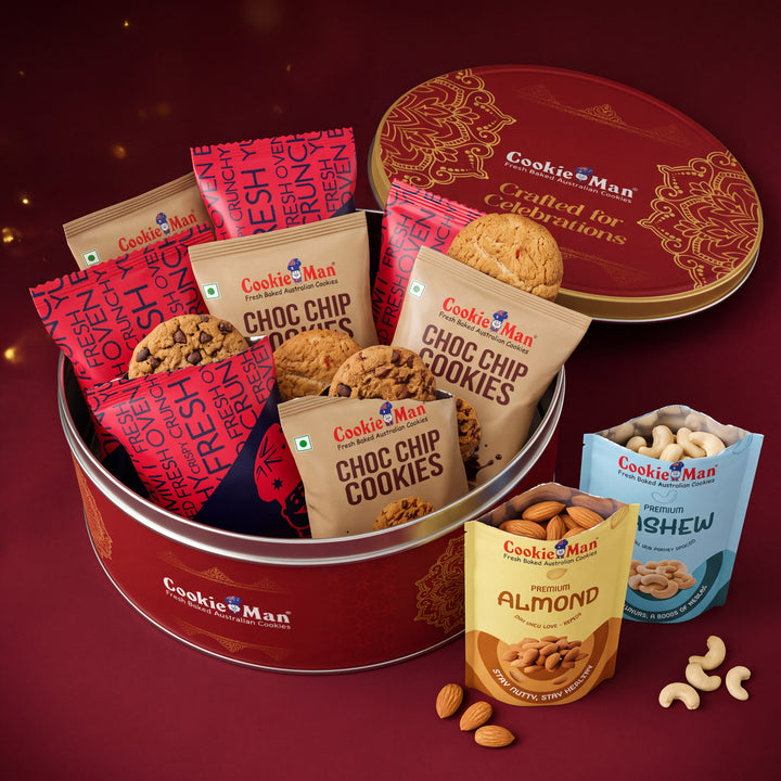 Celebration Cookies &amp; Dry Fruits Diwali Gift Tin - 250g