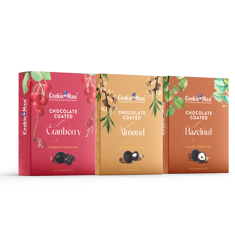 Chocolate Coated Almonds, Hazelnut,  Cranbury Nutshots - Pack of 3