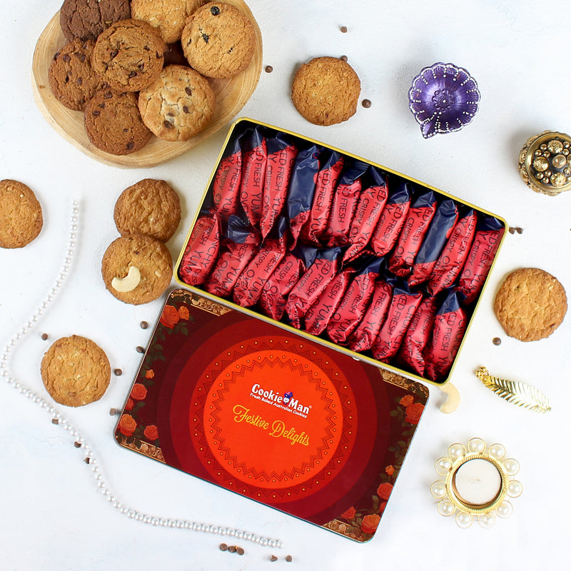 Festive Delights Assorted Cookies Diwali Gift Tin