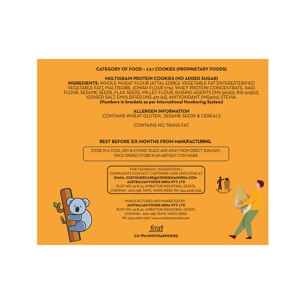 Sugar free Multi Grain Cookies-200g Canister